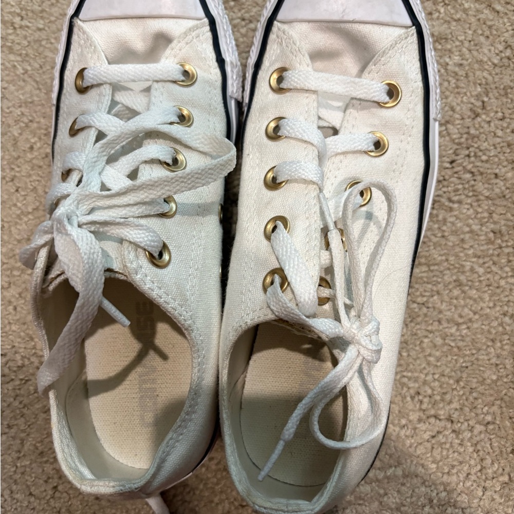 Converse White gold Low-Top Canvas Sneakers